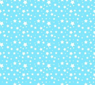 Tiny White Stars on Light Blue Background, Seamless Pattern, Repeatable. 스톡 일러스트