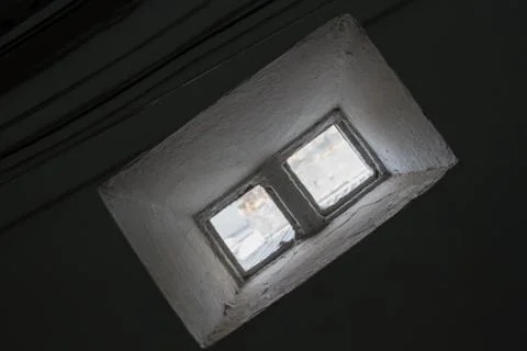 Tiny window made of 2 glass bricks. 스톡 사진