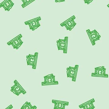 Tiny wooden cabin line vector seamless pattern Stock Illustration