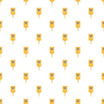 Tiny yellow birdhouse pattern on white background Stock Illustration
