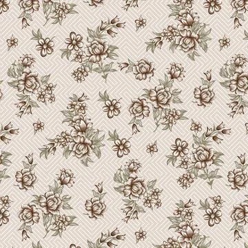 Tiny,Flower,Pattern,With,Leaves,Floral,And,Seamless Stock Illustration