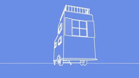 Tinyhouse tiny house blueprint animation CGI 2 Video stock 75745628