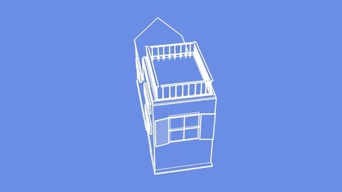 Tinyhouse tiny house blueprint animation CGI Video stock 75745643