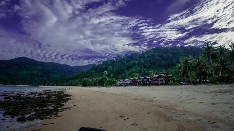 Tioman island Waves of clouds on the beach Timelapse Stock Footage 77986410