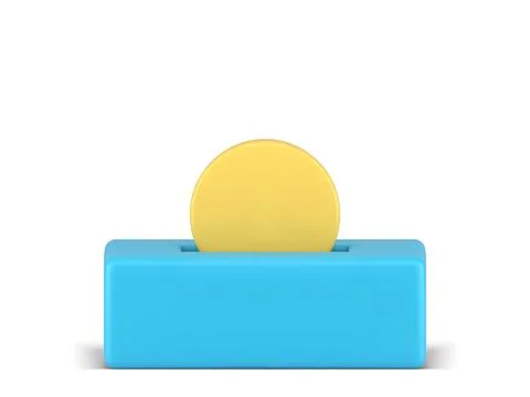 Tip box donate container with coin charity salary help financial income 3d .. Stock Illustration