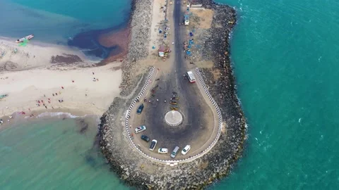 Tip of Dhanushkodi top view from above Stock Footage 187144010
