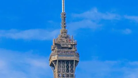 The tip of the Eiffel tower in Paris Stock-Fotos