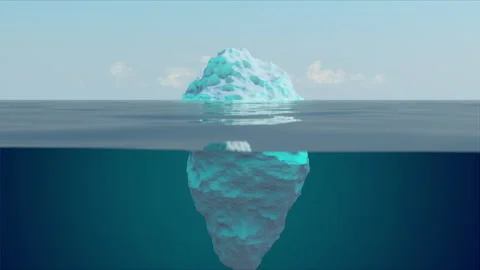 Tip of the Iceberg as a 3D-rendered animation Stock Footage