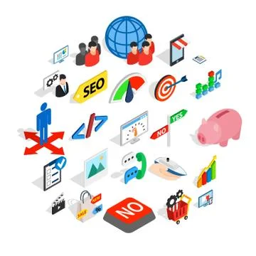 Tip icons set, isometric style Stock Illustration