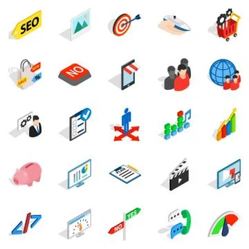 Tip icons set, isometric style Stock Illustration