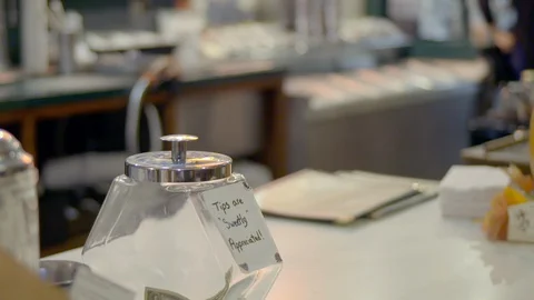 Tip Jar - Cafe or Coffee Shop 스톡 동영상 127941323