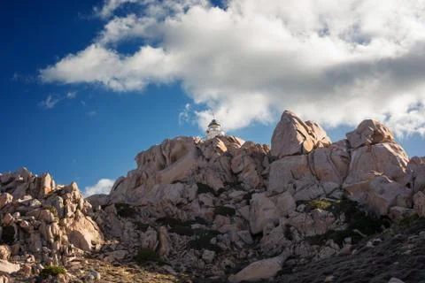 The tip of Lighthouse at Capo Testa - Santa Teresa di Gallura, Sardinia Stock Photos