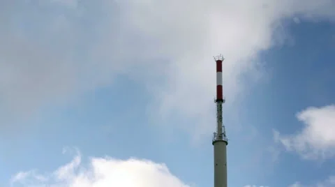 Tip of radio communication antenna, clouds in sky Stock Footage 59757589