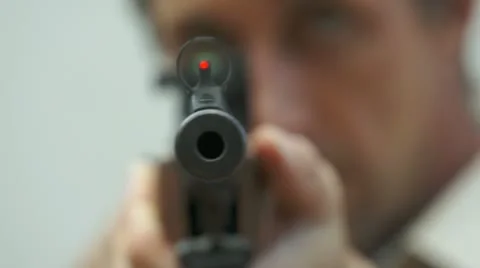 Tip of the Rifle Barrel Pointing at You Video stock 11902804