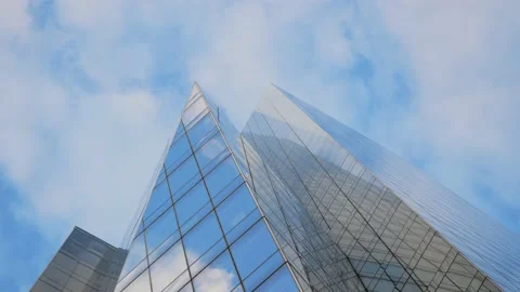Tip of a skyscraper in the clouds Stock Footage 131970424