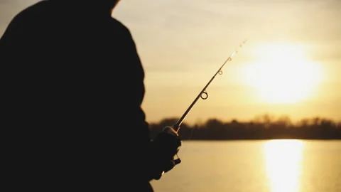 The tip of the spinning when catching predatory fish. Fishing on a wobbler. Stock Footage 97472533
