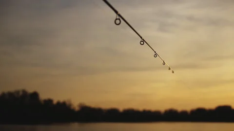 The tip of the spinning when catching predatory fish. Fishing on a wobbler. Stock-Footage 97472941