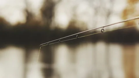 The tip of the spinning when catching predatory fish. Fishing on a wobbler. Stock Footage 97473057