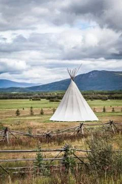 Tipi with storm clouds Stock Photos