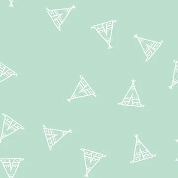 Tipi tepee boho line seamless pattern Stock Illustration