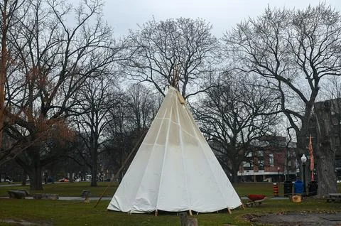 Tipi in a Toronto Park in Winter Stock Photos
