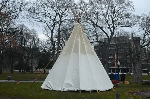 Tipi in Toronto's Park Setting on Overcast Day Stock Photos