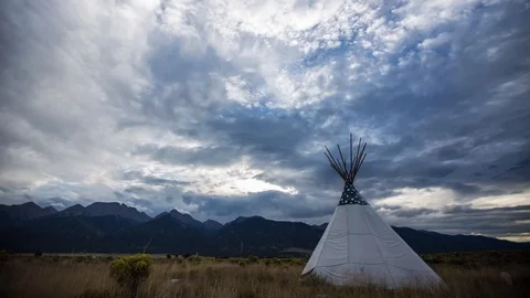 Tipi Under Morning Clouds Time Lapse in the Rocky Mountains Colorado Stock Footage 94315613