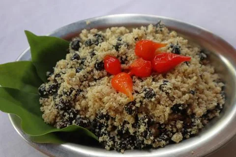 Tipical ant with cassava flour, also known as ica, indigenous meal typical of Stock Photos
