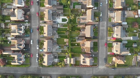 Tipical British Buildings, Drone view on buildings from Above. Video stock 119465266