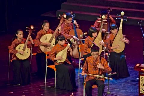 Tipical chinese orchestra Stock Photos