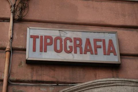 Tipografia signage, Italian for Typography Stock Photos