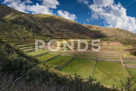 Tipon Ruins in Cusco Peru archeological site Stock Photos