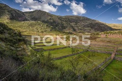 Tipon Ruins in Cusco Peru archeological site Stock Photos