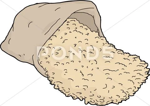 Tipped over rice bag Stock Illustration
