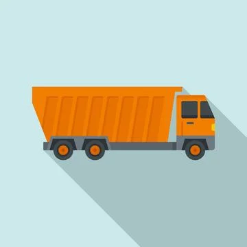 Tipper construction icon, flat style Stock Illustration