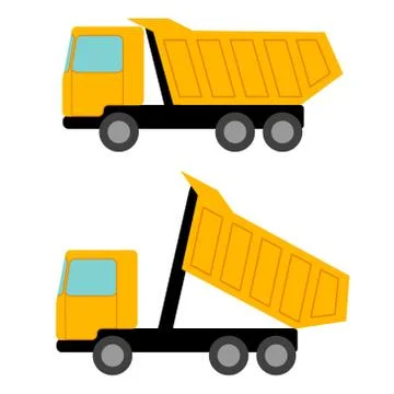 Tipper. Flat picture construction vehicles. Isolated objects. Vector Image. Stock Illustration