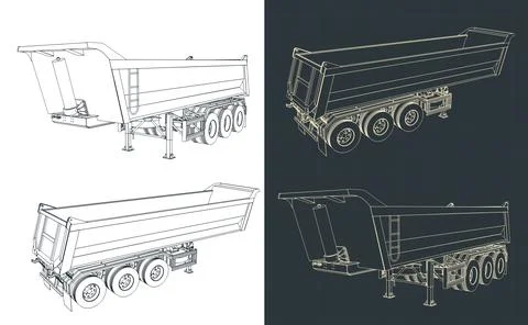 Tipper semi trailer illustrations Illustrazione stock