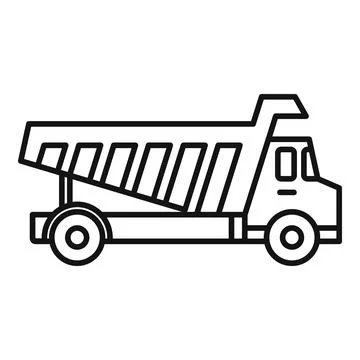 Tipper unloading icon, outline style Stock Illustration