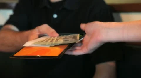 Tipping waitress 3 Stock Footage