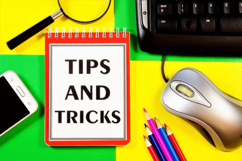 Tips and advice - the text label in the notebook. Stock Photos