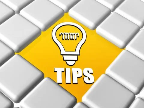 Tips and bulb symbol in boxes Stock Illustration