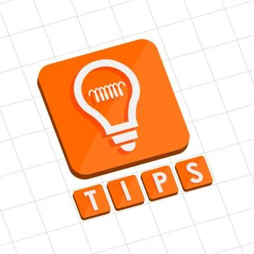 Tips and bulb symbol, flat design web icon Stock Illustration