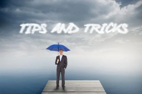 Tips and tricks against cloudy sky over ocean Illustrazione stock