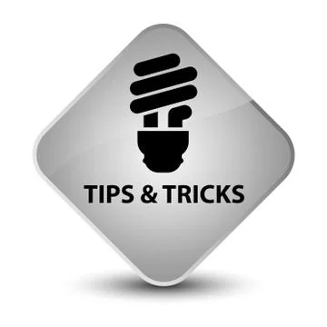 Tips and tricks (bulb icon) elegant white diamond button Stock Illustration