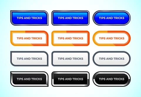 Tips and tricks button set of different shapes and colors. Suitable for mob.. Stock Illustration