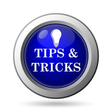 Tips and tricks icon. Internet button on white background.. Illustrazione stock