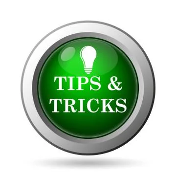 Tips and tricks icon. Internet button on white background. Illustrazione stock