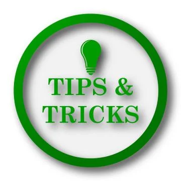 Tips and tricks icon. Internet button on white background.. Illustrazione stock