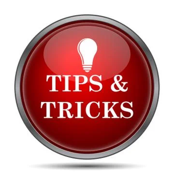 Tips and tricks icon. Internet button on white background.. Illustrazione stock