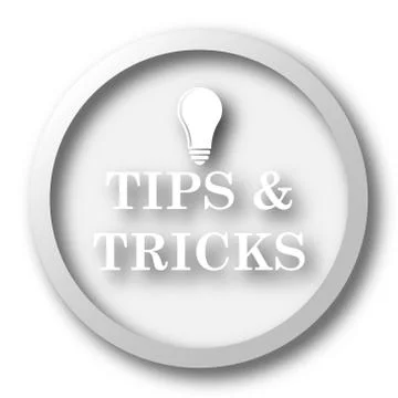Tips and tricks icon. Internet button on white background.. Illustrazione stock